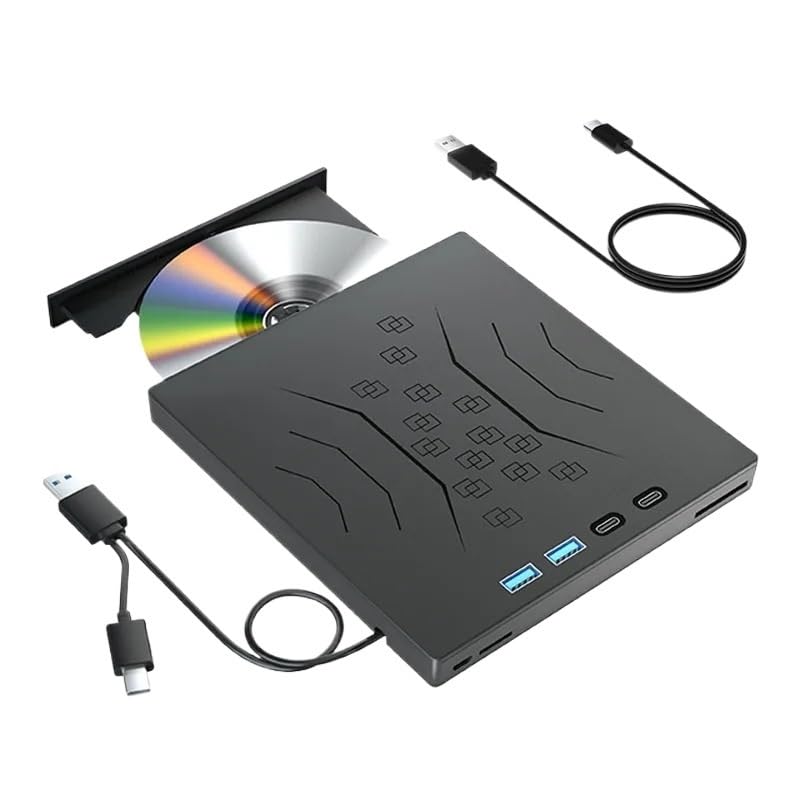 Unidad óptica de DVD externa 7 en 1 con lector de CD portátil USB 3.0 tipo C y ranura SD