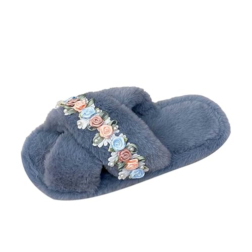Zapatillas para mujer Crossbands Slide Slipper Zapatos cómodos y modernos zapatos de invierno para el tiempo libre Mujer Zapatos interior punta abierta zapatillas de invitados transpirables planas