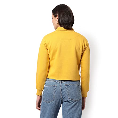 Image of PINACOLADA Women's Colorblock Sweatshirt with Ribbed Hem for Casual Wear | Low-High Neck | Long Sleeve | Button Closure | Cotton Sweatshirt Crafted with Comfort Fit for Everyday Wear