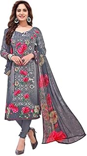 Pink Wish Women's Crepe Salwar Suit Dress Material (Grey, Grey)