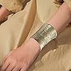 SONNYX 2 PCS Cuff Bracelets for Women Vintage Ethnic Wide Open Chunky Gold Silver Wrist Cuff Warp Bracelets for Cosplay or Belly Dance(WG) #5