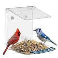 Window Bird Feeder for Outdoors with Strong Suction Cups,Sturdy and Durable Acrylic Birdfeeders for Viewing Wild Birds Outside,Mount On Window/Wall/Bird Pole Kit