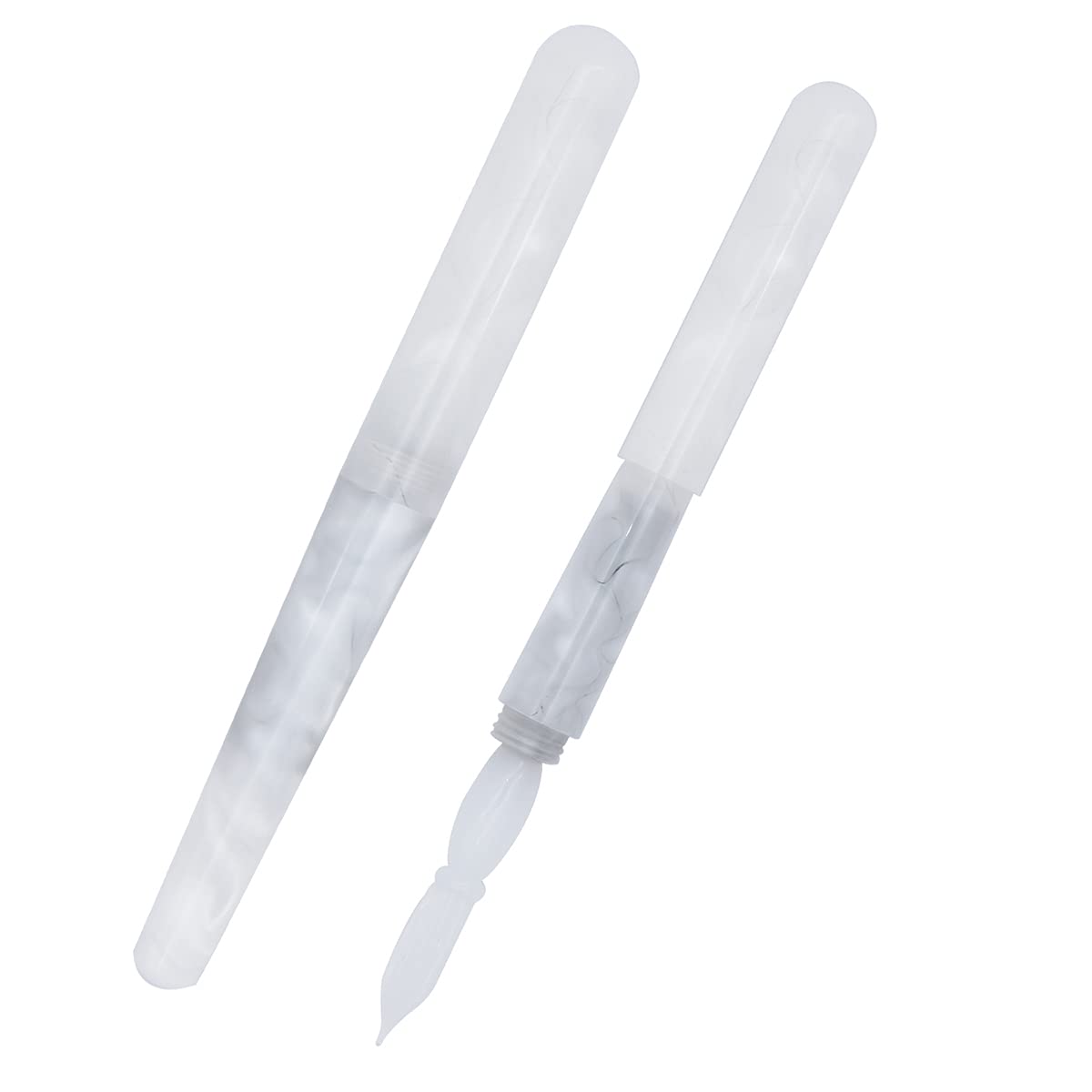 SIPLIV Resin Calligraphy Pen Dip Pen Glass Pen Nib Pocket-Size Travel Short Gift Pen for Business Signature and Art - White