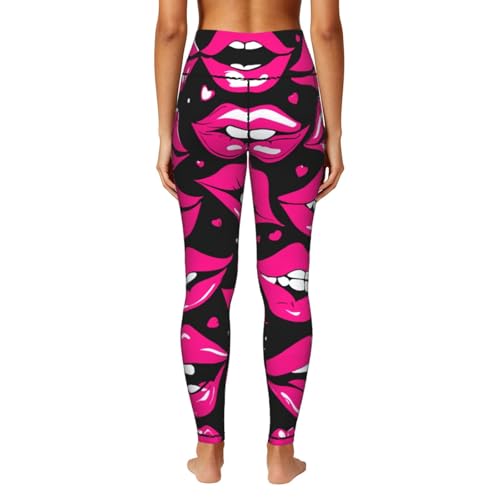 Leggings con estampado de labios para clima variable de mujer 4