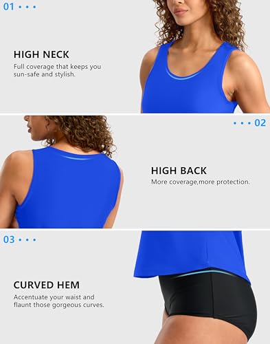 Image of G Gradual Tankini Tops for Women High Neck Swimsuits Swim Top Modest Bathing Suit Swimwear Tank Top only No Bottom