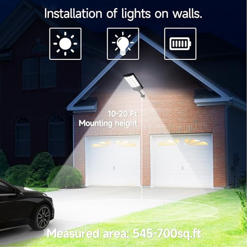 Oneluner Solar Lights Outdoor Waterproof, 6500K Dusk to Dawn Solar Street Light Motion Sensor with Remote, LED Security Flood Light for Outside Garden Yard Path, Oudoor Parking Lot Lights, 2PACK — view 5
