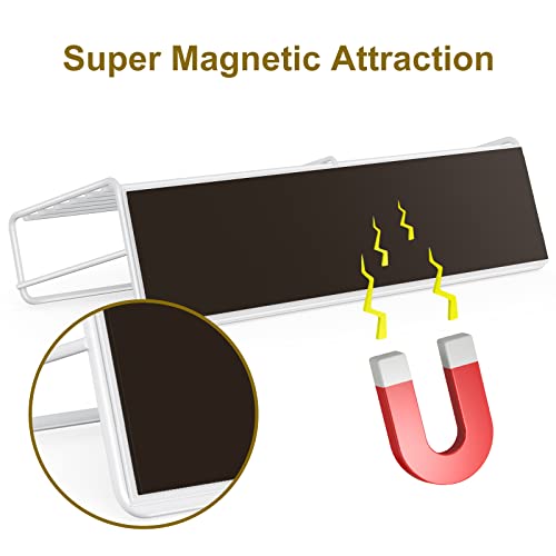 Image of 2 Pack White Magnetic Spice Rack Organizer, Space Saver for Refrigerator and Whiteboard, Metal Fridge Shelf for Kitchen and Classroom