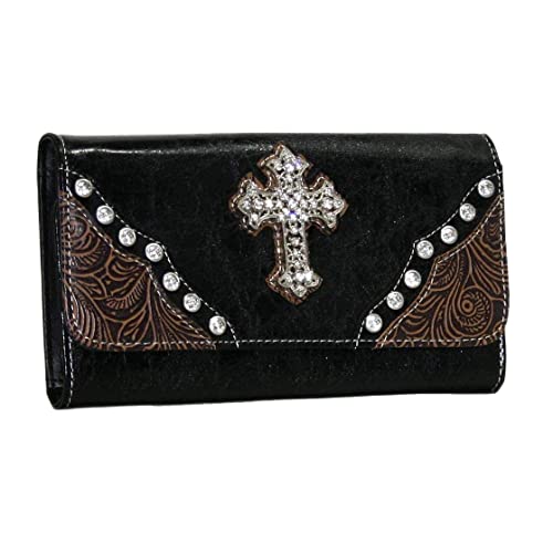 Western Rhinestone Bling Cross Accent Wallet