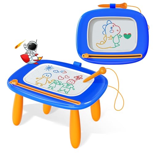 Image of Kikidex Toddlers Toys Age 1-3, Magnetic Drawing Board, Doodle Board Pad Learning and Educational Toys for 1 2 3 Year Old Baby Kids Birthday Gift (Dark Blue)