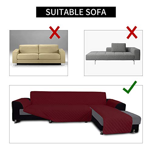 Image of Easy-Going Microfiber Sofa Slipcover L Shape Sectional Couch Cover - Reversible Chaise Furniture Protector for Pets, Kids, Children, Dog (Large, Christmas Red)