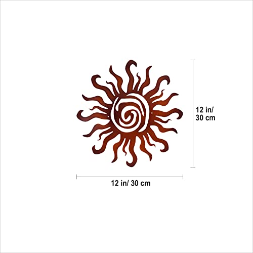 12 Inch Metal Sun Wall Decor Outdoor, Wacky Sun Metal Wall Art For Living Room Patio Garden Bathroom Fence Bedroom (Brown) #TOP3