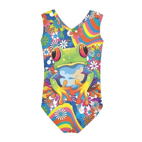 Image of Girls Fashion Print One Piece Swimsuit Bathing Suit Gymnastic Leotard for Kids, 5-14 Years
