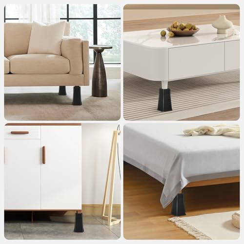 Bed Risers Adjustable Furniture Risers - Heavy Duty 4 or 8 inch or 12inch Non-Slip Lift Supports for Beds/Couches/Sofas, Durable Square Design with Creates Storage Space (Black 4 Pack, 10 Inch) - Thumbnail 6