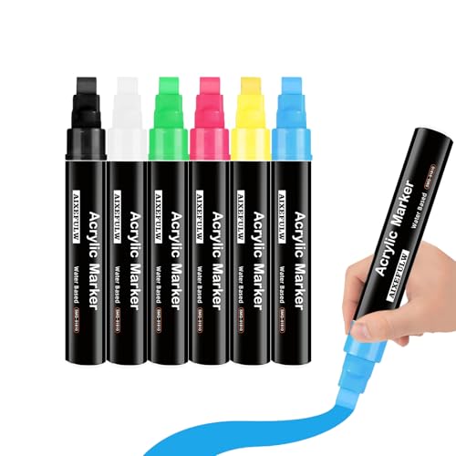 Aixefulw 6 Colors Poster Markers Jumbo 10mm Thick Permanent Markers 3 in 1 Wide Tip Jumbo Acrylic Paint Marker for Poster Banner painting supplies Stone Ceramic Glass Wood Metal Plastic Fabric.