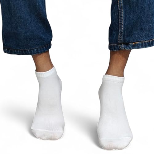 Image of Ankle Socks for Men & Women (Unisex) - Made with Soft, Breathable & Durable Cotton, Anti Odour, Multicoloured - Free Size - Pack of 5 - suitable for Sports, Gym and Daily use