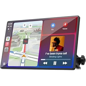 LAMTTO Wireless Carplay Display Für A-ppIe CarPlay und Android Auto 9 Zoll Touchscreen Display Bildschirm Tragbares Autoradios Car Play Display mit Navigation Bluetooth Mirror Link Siri &G00gle FM AUX