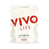 Vivo life - Vegan All-in-One Meal Replacement Shake with 21g Protein, Multivitamins & Minerals, Gut Friendly Bacteria & Electrolytes - 1kg, 25 Servings, Vanilla (1kg, Strawberry)