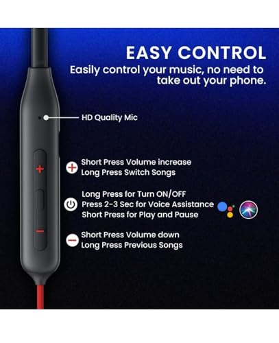Image of Onee Plus Compatible Bluetooth Wireless Neckband Earphones | 40 Hours Playtime, Deep Bass Sound, ENC Noise Reduction Mic, Dual Device Pairing, Fast Charging Headset