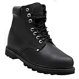 EVERBOOTS Tank S Steel Toe Work Boots for Men, Comfort Technology, Anti Slip Grip & Ultra Shock Absorption, Heavy Duty Leather Boot, Safety Industrial Workwear Construction, Size 9D Black