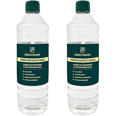 GREEN HAVEN Premium Bioethanol Fuel - Bio Ethanol Liquid Fuel for Fires Pits, Fireplace | High Purity Clean Burning Bioethanol | Indoor & Outdoor Ethanol Fuel | Bioethanol Fuel Liquid (2 Litre) Cover