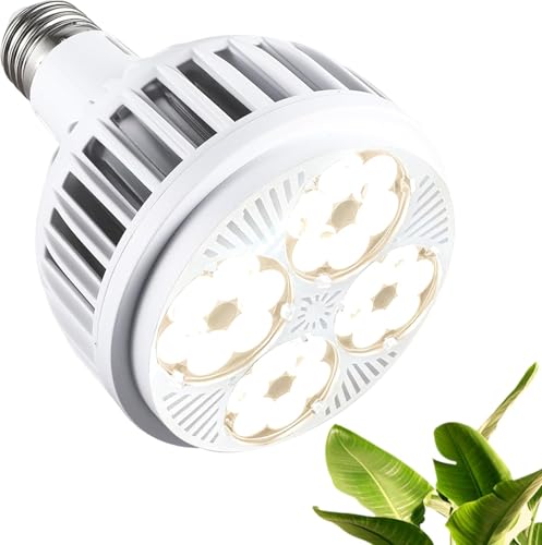 22W LED 植物育成灯、E26 ソケット、全スペクトル 5800K、高 CRI95、白色外殻、効率的放熱性、省エネ、家庭園芸向け