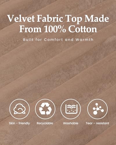 Image of Inflatable Camping Sleeping Pad, Portable Single Air Mattress - Brown | Soft Velvet Top, Lightweight, Travel Mattress, Cot Mattress, Car Camping Essentials, Glamping, Machine Washable