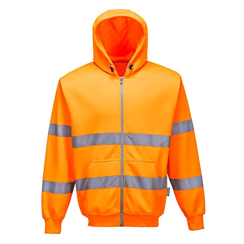 Sweat à capuche haute visibilité orange taille M pour travailler en sécurité
