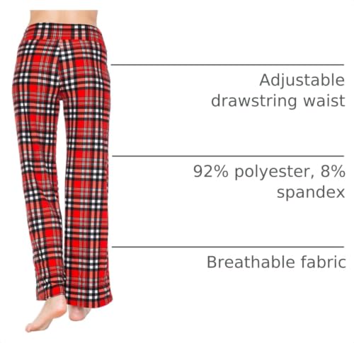 Image of Leggings Depot Women's Wide Leg Drawstring Pajama Pants for Lounge, Sleep | Soft, Breathable Poly-Span, Drawstring Waist, Comfy, Casual, Yoga, Everyday