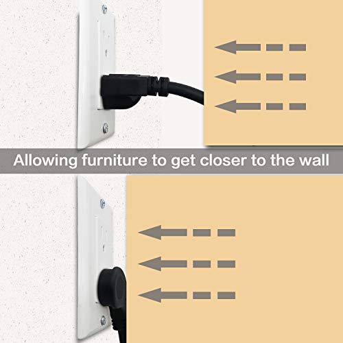 Firmerst 1875W Flat Plug Extension Cord 3 Feet 14 Awg 15A Black, Pack Of 3 #TOP4