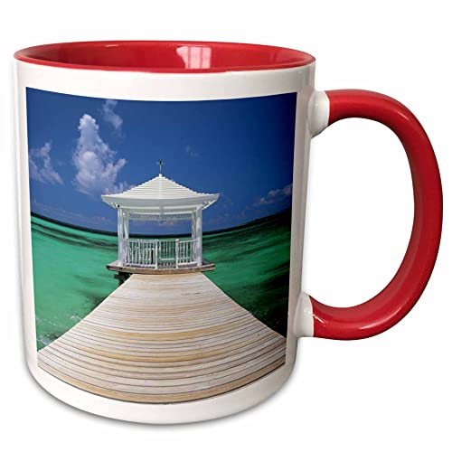 3dRose Pier, Nassau, Bahamas 15oz Two-Tone Red Mug