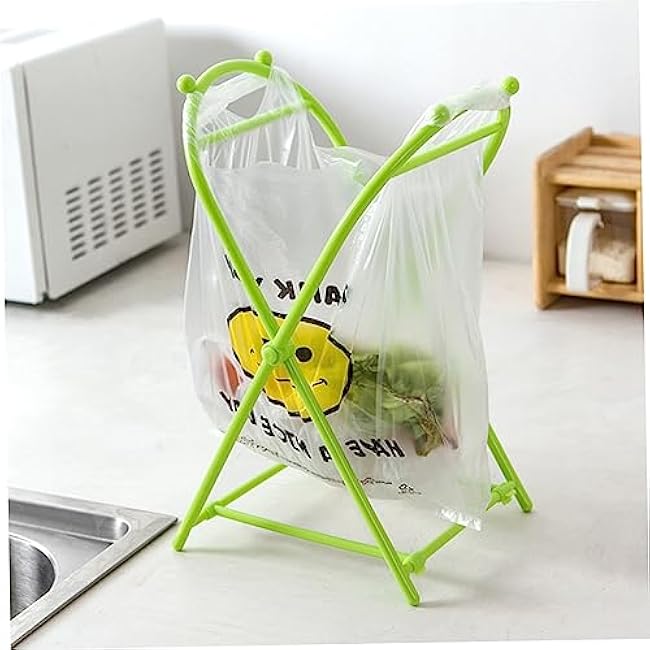 Cabilock Foldable Garbage Bag Holder - Green Plastic Trash Bag Organizer for Easy Disposal and Storage - Ideal for Home Kitchen Camping and Lawn Work