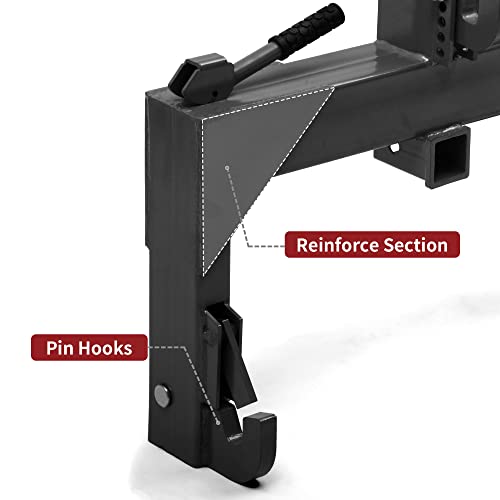 Image of YITAMOTOR 3 Point Quick Hitch for Category 1 Tractor, 3000 lbs 3-Pt Attachment with 2 inch Receiver Trailer Hitch Adaptation with 5 Level Adjustable Bolt