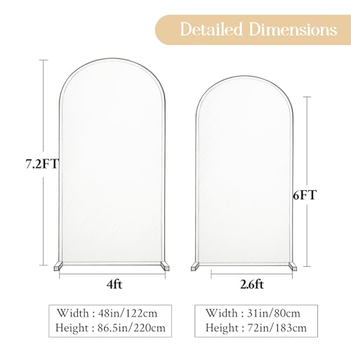 Image of Silver White Arch Covers 7.2 and 6ft Sequin Sparkly Birthday Party Arch Backdrop Covers Set of 2 Spandex Shimmer Balloon Arch Stand Cover for Wedding Bridal Shower Baby Shower Photo Arches Background