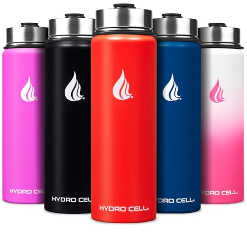 HYDRO CELL Stainless Steel Water Bottle w/Straw & Wide Mouth Lids (40oz 32oz 24oz 18oz) - Keeps Liquids Hot or Cold with Double Wall Vacuum Insulated Sweat Proof Sport Design green