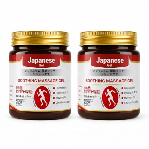 Image of Pack of 2 Japanese Formula Soothing Massage Gel for Joint & Muscle Pain Relief - Arnica, Mugwort, Hyaluronic Acid - Back, Neck, Knee & Leg Massage Balm - 100% Herbal Fast Absorption Formula (Gel PPackk of 2)