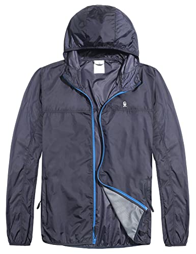 Little Donkey Andy Men's Lightweight Packable Sun Protection Jacket Quick Dry Full Zip Hooded Jacket For Hiking Running Travel Golf Navy Blue S #TOP2