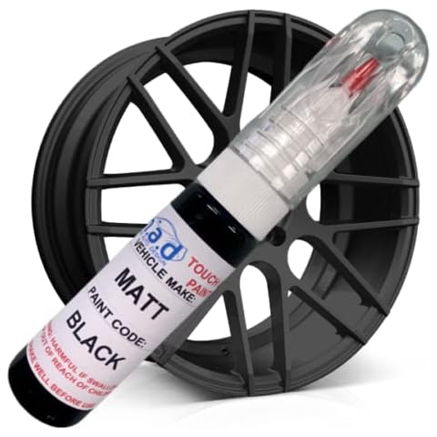 Madpaints Matt Black Touch Up Pen For Alloy Wheel And Bodywork Repair Brush Matte Paint, 20 ml (Pack of 1) Cover