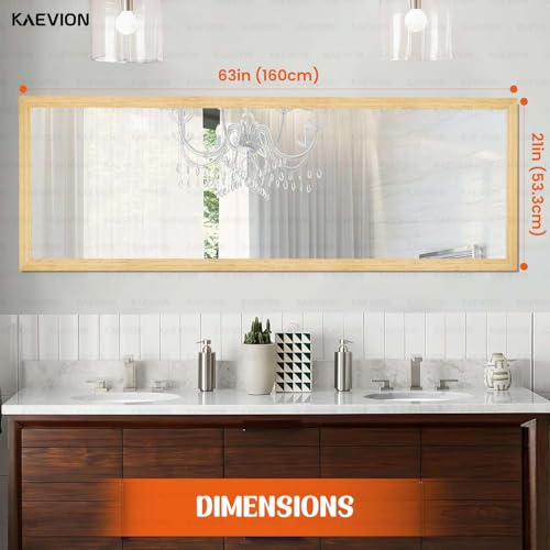 Image of Modern Wood Frame Full Length Wall Mirror - 5.25 Ft Tall Big Body Mirror with 5mm Premium HD Shatterproof Glass, Leaning or Hanging Dressing Mirror for Bedroom and Closet