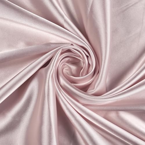 TexTrend Tissu au Mètre - Satin avec Lycra - 1 Mètre 150 x 100 cm - Tissu Couture - Vêtements - Champagne Rose
