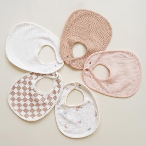Image of Konssy Muslin Baby Bibs 8 Pack Baby Bandana Drool Bibs Cotton for Unisex Boys and Girls, Soft Absorbent Set for Teething and Drooling