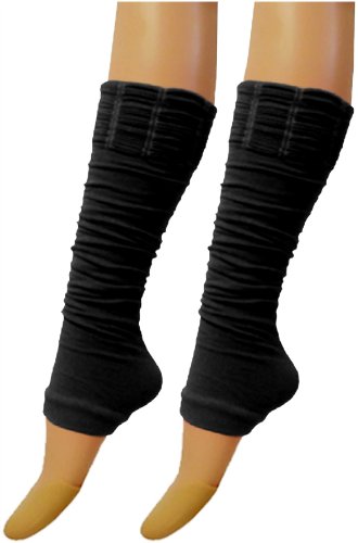 Calentadores de pierna para niña/mujer, ajuste elástico, color azul eléctrico Negro negro Talla única