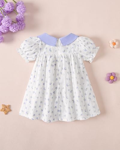 Image of Kucnuzki Baby Girl Clothes Cute Spring Summer Sun Dresses Toddler Casual Puff Sleeve Floral Dress Girls Summer Outfits