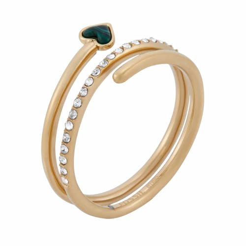 Fossil Anelli Aperti Da Donna In Acciaio Inossidabile, Oro Lucido E Verde, 5 - 3