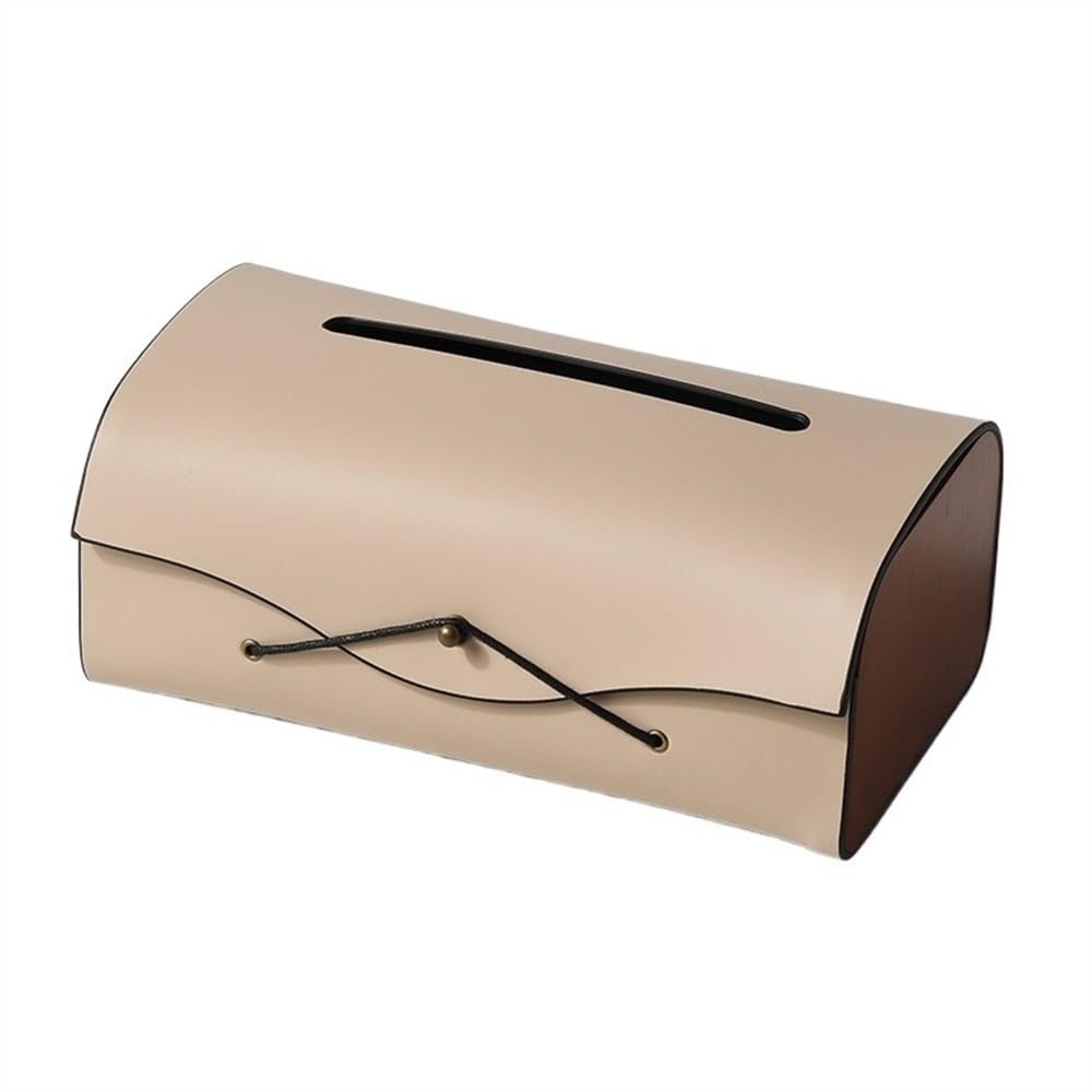 Tissue Case Tissue Box Cover Rectangular PU Leather Facial Dispenser Holder for Bathroom Vanity Countertop Car Night Stands Office Tissue Dispenser(Bruin)