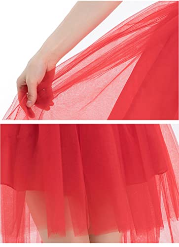Women's Valentines Hi-Lo Tutu Tulle Skirt For Wedding Dancing Party Red One Size #TOP5