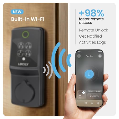 Image of Lockly Secure Pro Smart Lock, 0.2s AI Fingerprint Door Lock, Patented PIN Genie Keypad, Keyless Entry Deadbolt for Front Door, Zinc Alloy, IP65 Waterproof, 2 Backup Keys Included