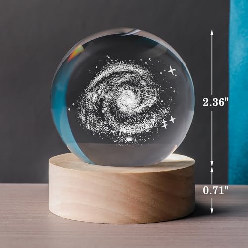 3D Galaxy 60mm Crystal Ball Astronomy Universe Gifts 3D Galaxy Crystal Globe Science Space Themed Physics Gifts Night Light lamp for Kids Men Him Dad Science Teacher - Image 3