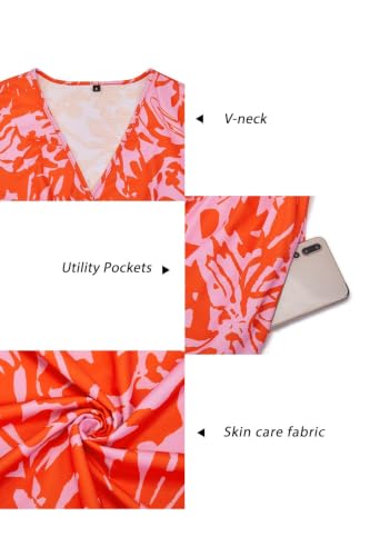 Image of Newshows Women's Pockets Wrap V Neck Floral Summer Vacation Casual Sundress | Wrinkle Free, Stretchy, Summer Beach Floral Sundress 2026, Casual Dress for Vacation, Guaduation, Side Pockets, A-line