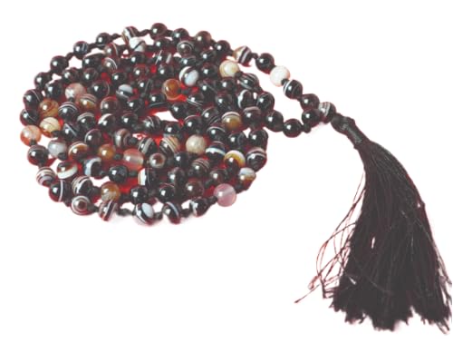 DeepMines Sulemani Hakik Mala Original Certified सुलेमानी माला 108 मोती Genuine & Precious Black Akik Mala काला हकीक की माला Solemani Rosary For Astrological Purpose