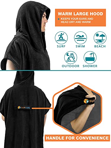 image for SUN CUBE Surf Poncho Changing Robe with Hood, Thick Quick Dry Microfib